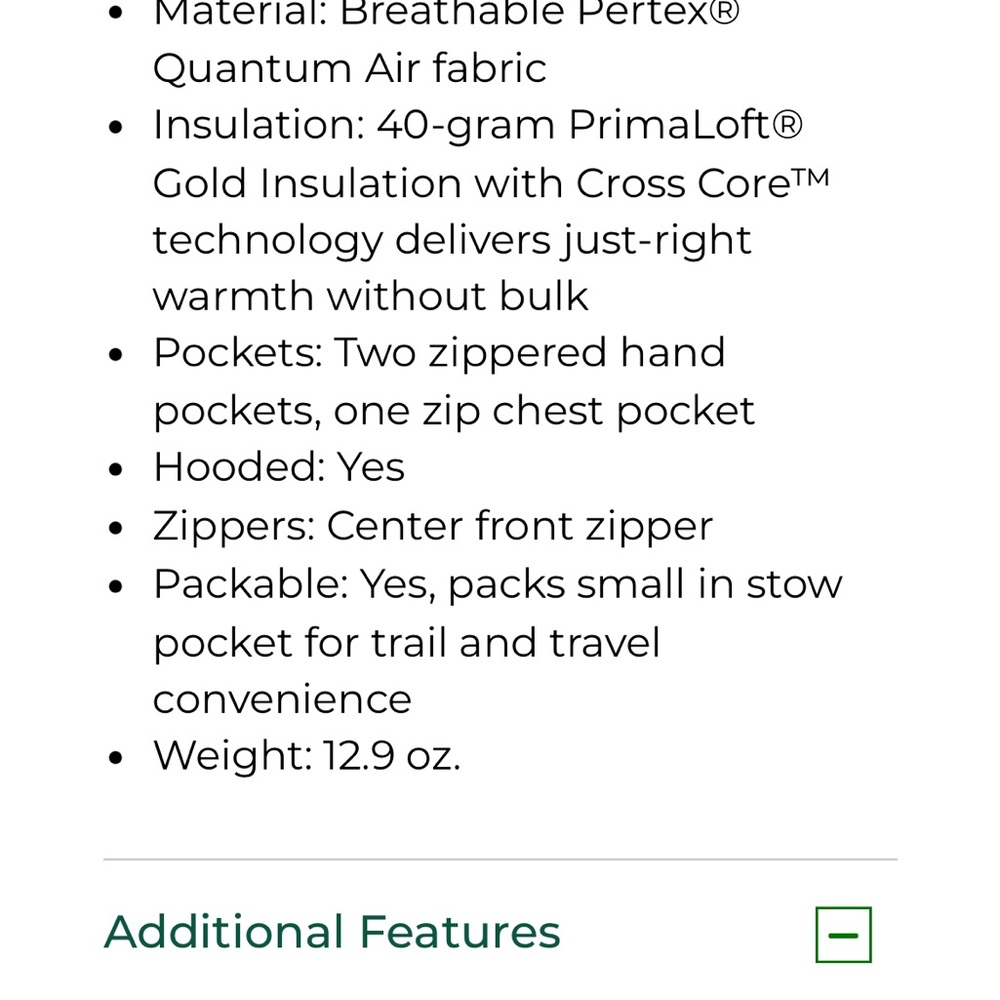 LLBean Men’s Primaloft Packaway Air Hoodie - Picture 14 of 14